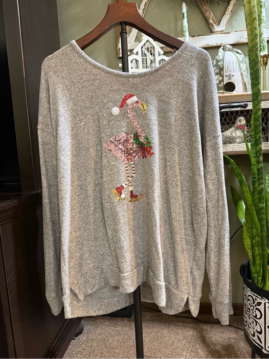 Thyme & Honey Tops - Christmas flamingo shirt